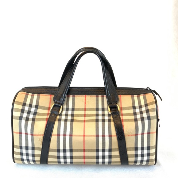 Burberry Plaid Canvas Boston Bag - Picture 2 of 7
